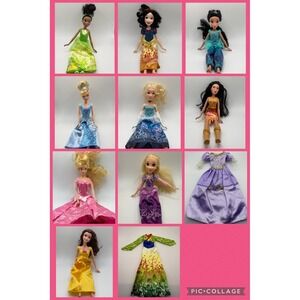 Disney Princess Dolls Lot Belle Jasmine Cinderella Tiana Pocahontas Mulan +